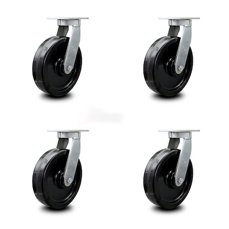 Service Caster 10 Inch Extra Heavy Duty Phenolic Wheel Swivel Caster Set with 2 Swivel Locks SCC-KP92S1030-PHR-BSL-2-S-2
